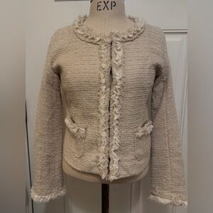 Boucle Fringe Tweed Cream Jacket